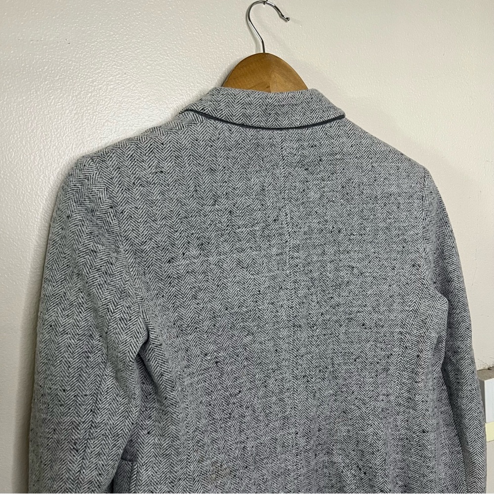 Theory Grey Tweed Textured Blazer Career 2 Structured Herringbone Jacket Office - Picture 7 of 7
